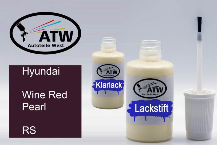 Hyundai, Wine Red Pearl, RS: 20ml Lackstift + 20ml Klarlack - Set, von ATW Autoteile West.